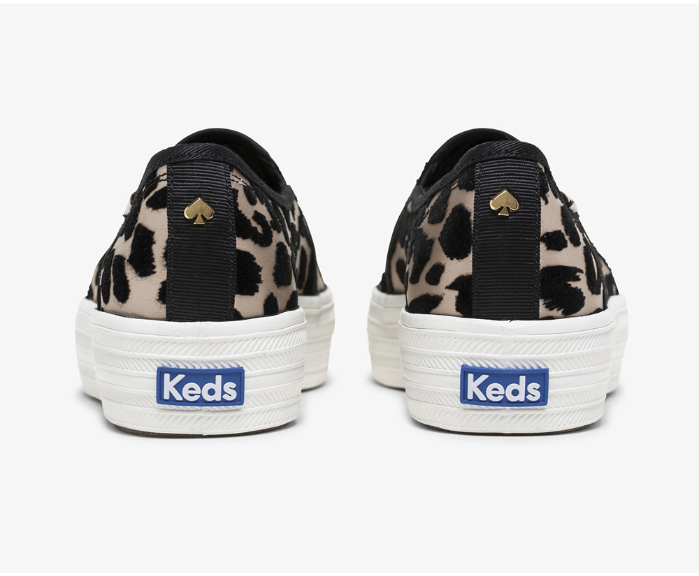 Slip On Γυναικεια - Keds Kate Spade New York Triple Decker Flocked Leopard - Λεοπαρ - RBIUF4651